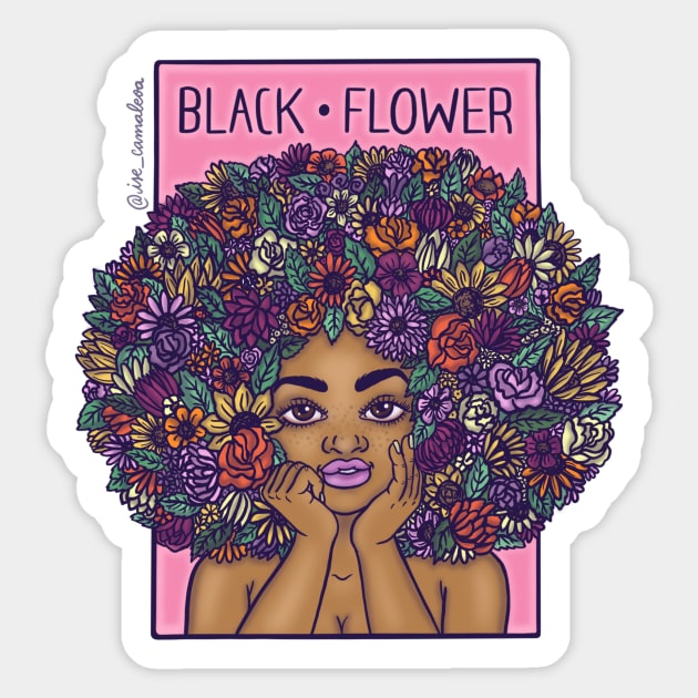 Black Flower Sticker by @isedrawing